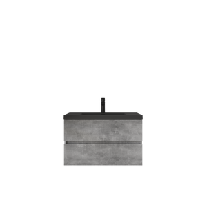Edi 36'' Cement Grey Single Sink Floating Bathroom Vanity with Black Quartz  Countertop TONA Bathroom Furniture