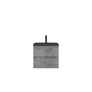 Edi 24'' Cement Grey Single Sink Floating Bathroom Vanity with Black Quartz Countertop TONA Bathroom Furniture