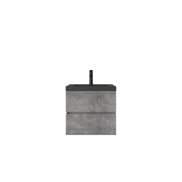 Edi 24'' Cement Grey Single Sink Floating Bathroom Vanity with Black Quartz Countertop TONA Bathroom Furniture