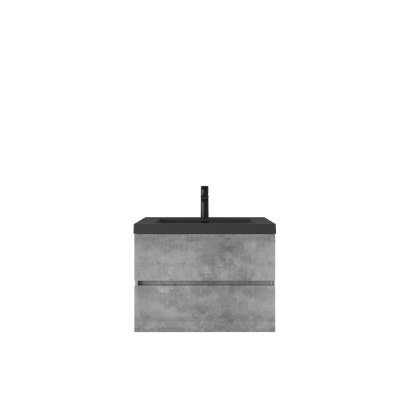 Edi 30'' Ash Grey Single Sink Floating Bathroom Vanity with Black Quartz  Countertop TONA Bathroom Furniture