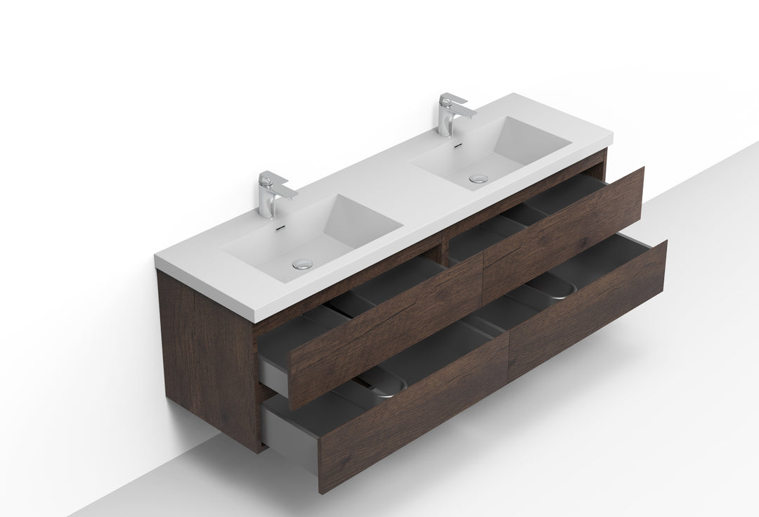 ANGELA-T FREE STANDING VANITY DOUBLE SINK WITH WHITE COUNTERTOP (60"-72")