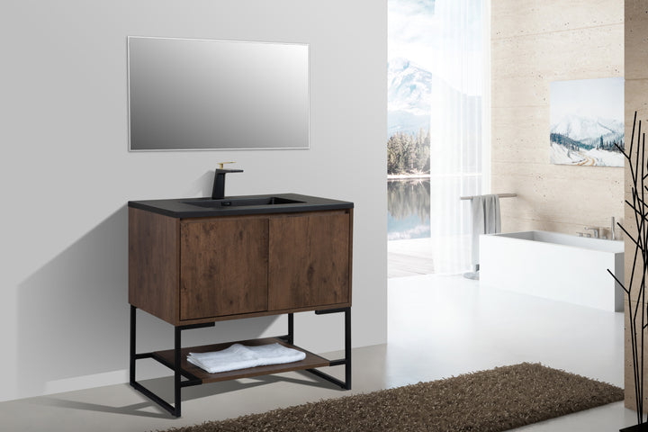 TONA Allen Freestanding Vanity with White/Black Countertop (24"-36")
