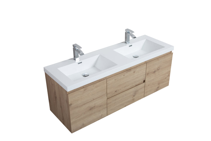 ANGELA-T FREE STANDING VANITY DOUBLE SINK WITH WHITE COUNTERTOP (60"-72")