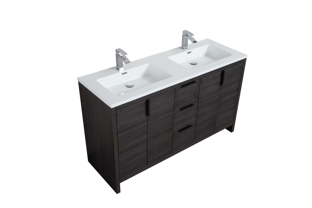 EVANA FREE STANDING VANITY WITH BLACK/WHITE COUNTERTOP (24''-60'')