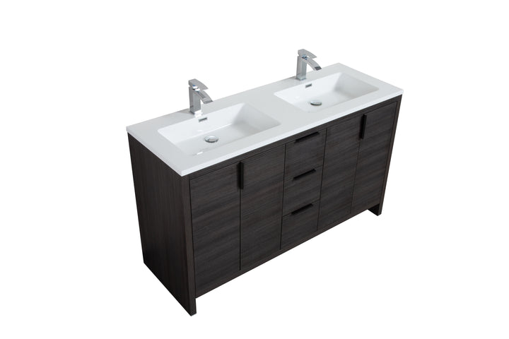 EVANA FREE STANDING VANITY WITH BLACK/WHITE COUNTERTOP (24''-60'')