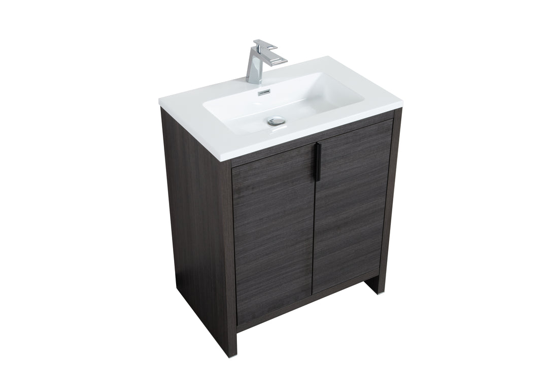 EVANA FREE STANDING VANITY WITH BLACK/WHITE COUNTERTOP (24''-60'')