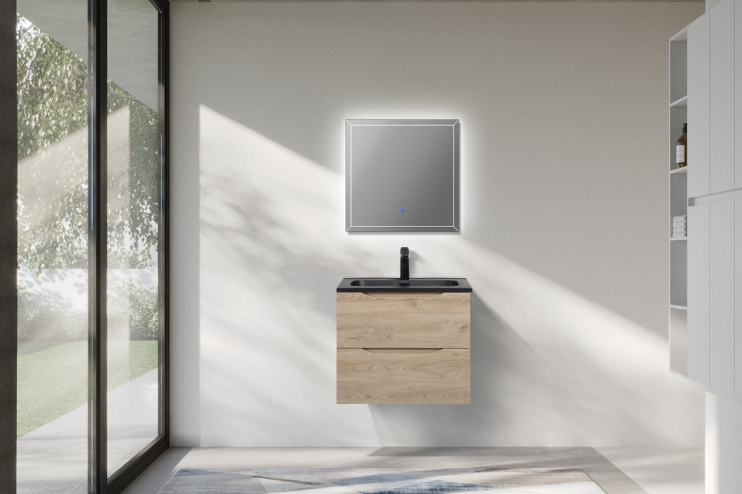 TONA Combo Floating Vanity with Black Countertop (24''-48'')