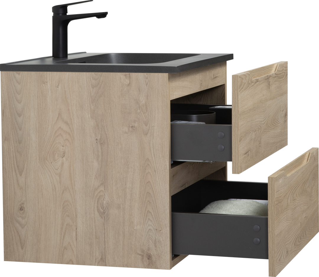 TONA Combo Floating Vanity with Black Countertop (24''-48'')