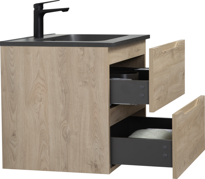TONA Combo Floating Vanity with Black Countertop (24''-48'')