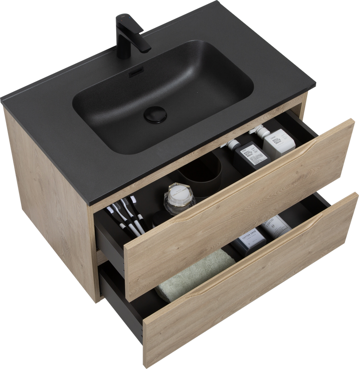 TONA Combo Floating Vanity with Black Countertop (24''-48'')