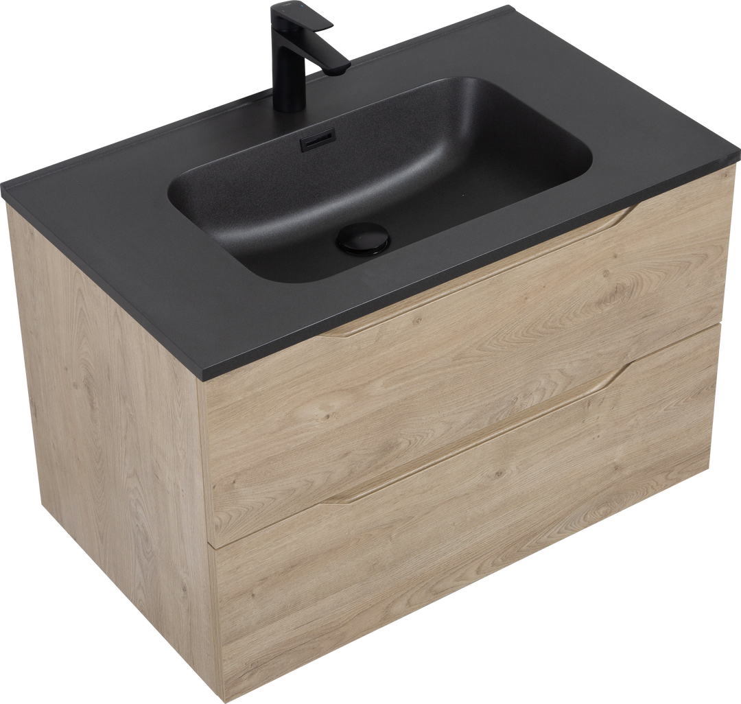 TONA Combo Floating Vanity with Black Countertop (24''-48'')