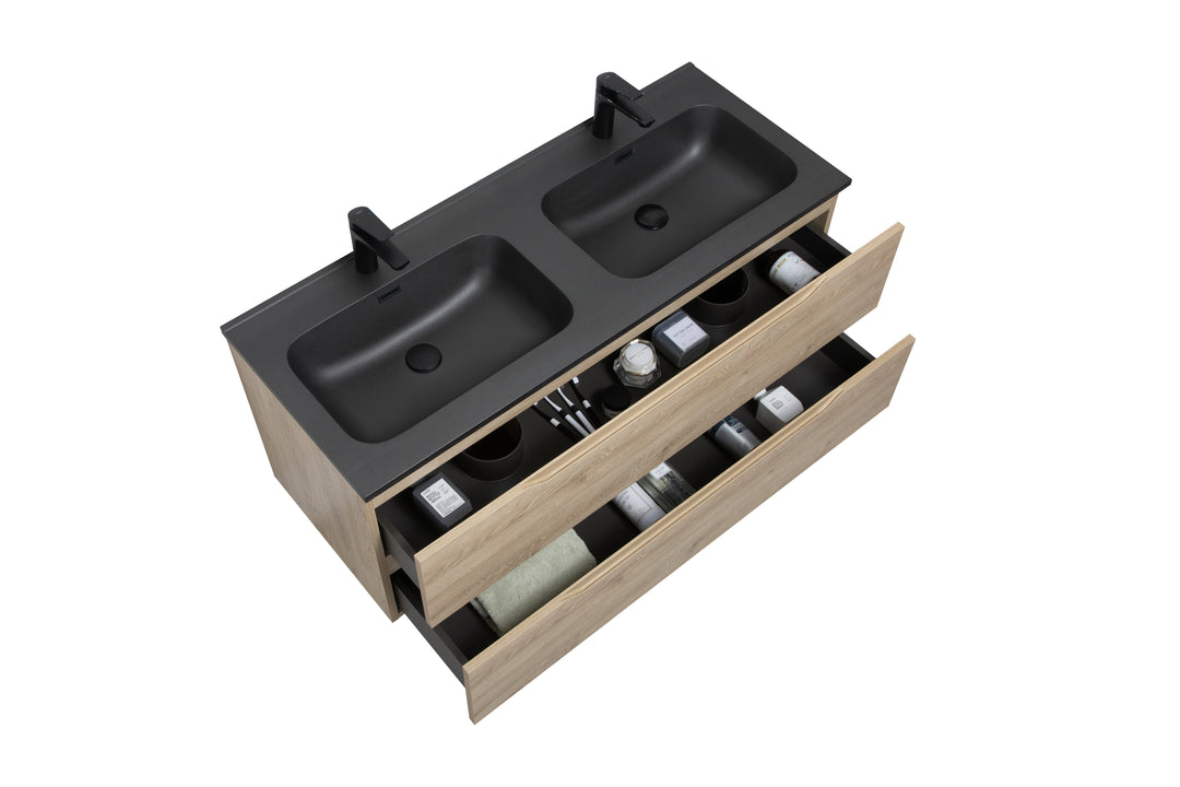 TONA Combo Floating Vanity with Black Countertop (24''-48'')