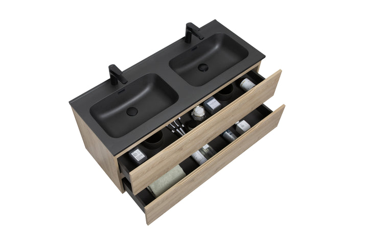 TONA Combo Floating Vanity with Black Countertop (24''-48'')