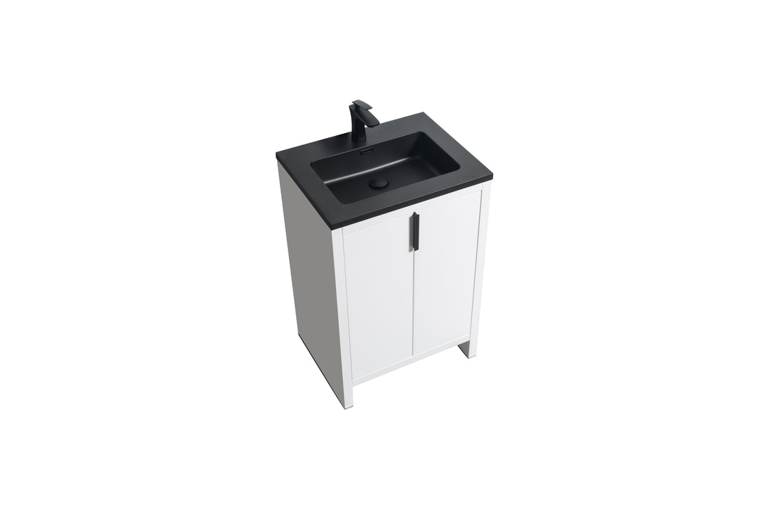 EVANA FREE STANDING VANITY WITH BLACK/WHITE COUNTERTOP (24''-60'')