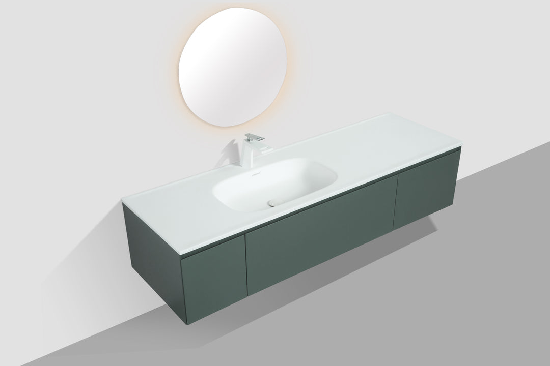 TONA Diana Floating Vanity Single Sink with White Countertop 65''