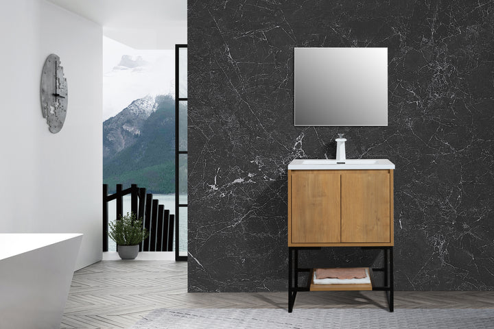 TONA Allen Freestanding Vanity with White/Black Countertop (24"-36")