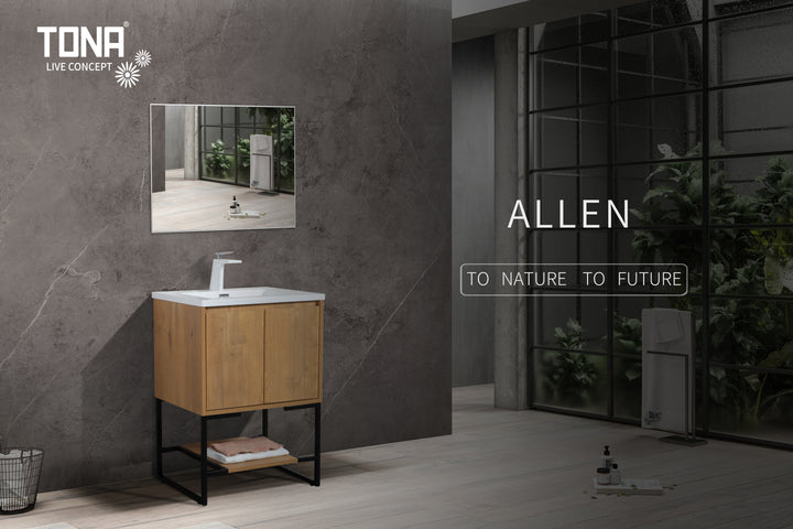 TONA Allen Freestanding Vanity with White/Black Countertop (24"-36")