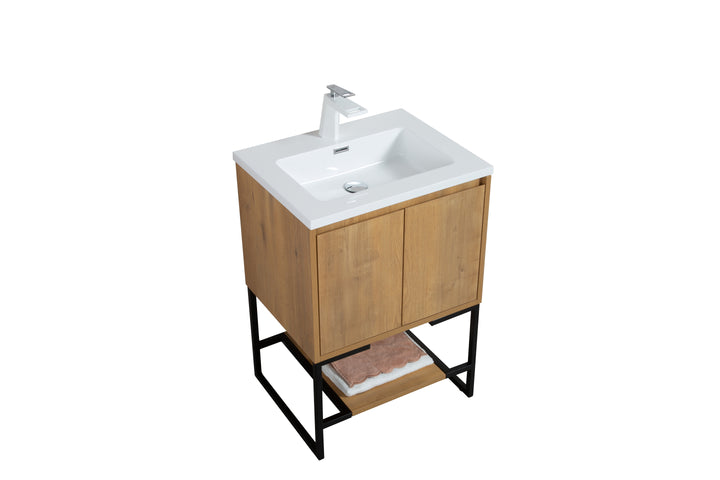 TONA Allen Freestanding Vanity with White/Black Countertop (24"-36")