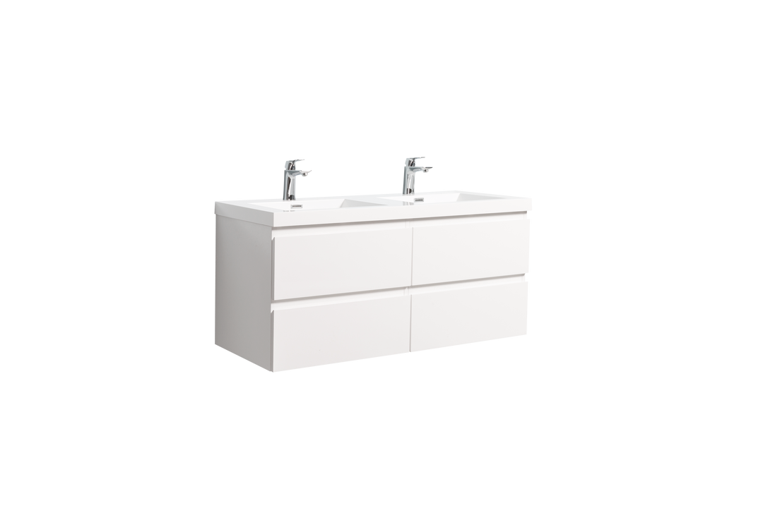 TONA ANGELA FLOATING VANITY SINGLE BASIN WITH WHITE COUNTERTOP (24"- 60")