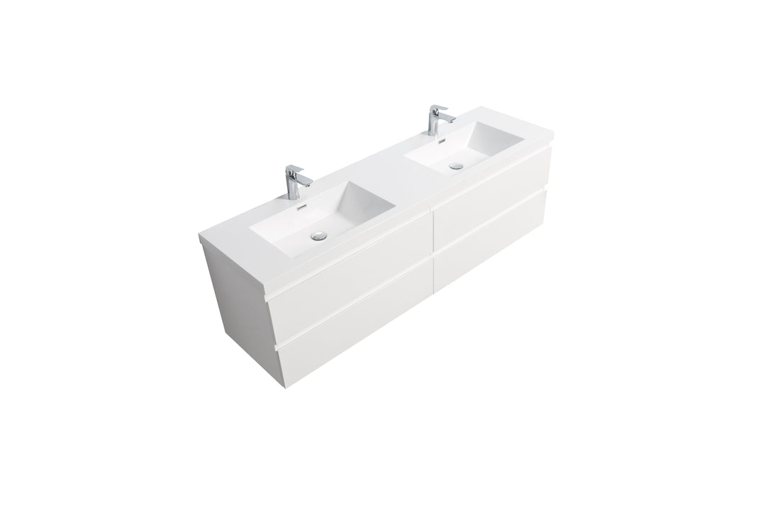 ANGELA-T FREE STANDING VANITY DOUBLE SINK WITH WHITE COUNTERTOP (60"-72")