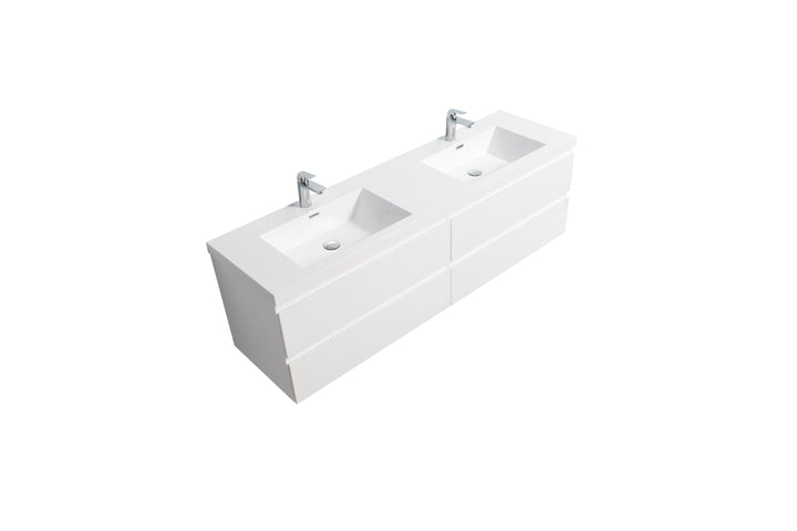 ANGELA-T FREE STANDING VANITY DOUBLE SINK WITH WHITE COUNTERTOP (60"-72")