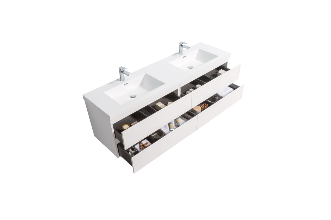 ANGELA-T FREE STANDING VANITY DOUBLE SINK WITH WHITE COUNTERTOP (60"-72")