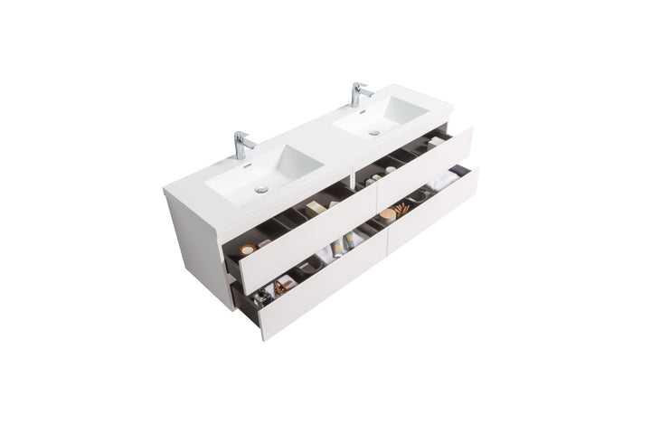 ANGELA-T FREE STANDING VANITY DOUBLE SINK WITH WHITE COUNTERTOP (60"-72")