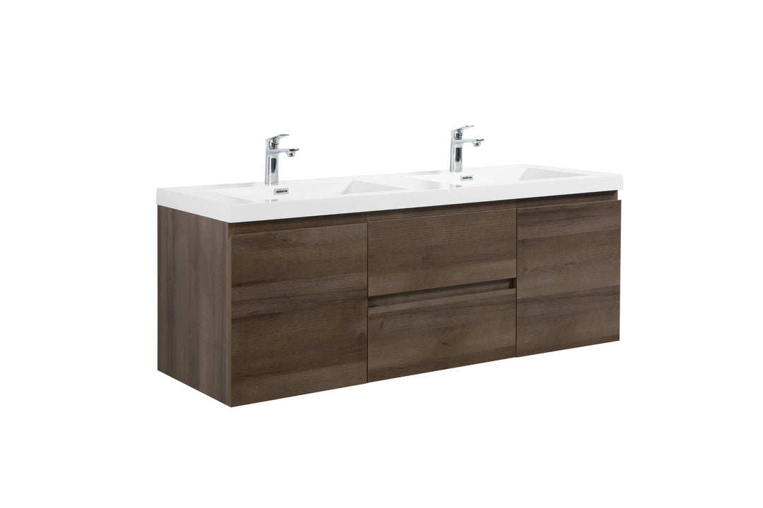 ANGELA-T FREE STANDING VANITY DOUBLE SINK WITH WHITE COUNTERTOP (60"-72")