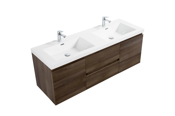 ANGELA-T FREE STANDING VANITY DOUBLE SINK WITH WHITE COUNTERTOP (60"-72")