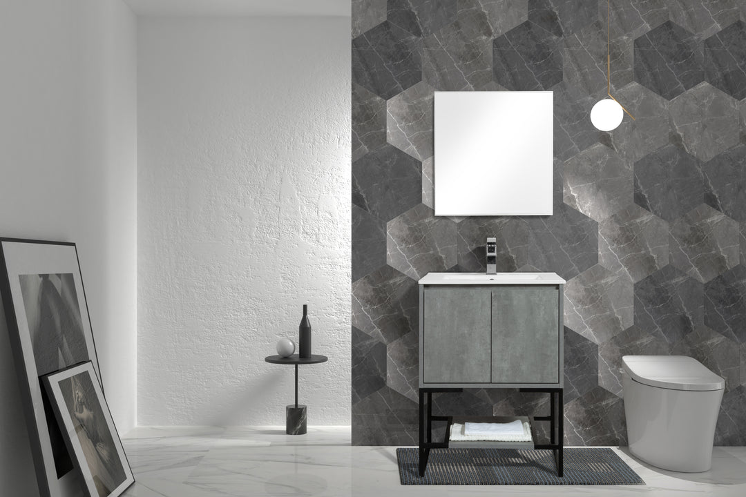 TONA Allen Freestanding Vanity with White/Black Countertop (24"-36")