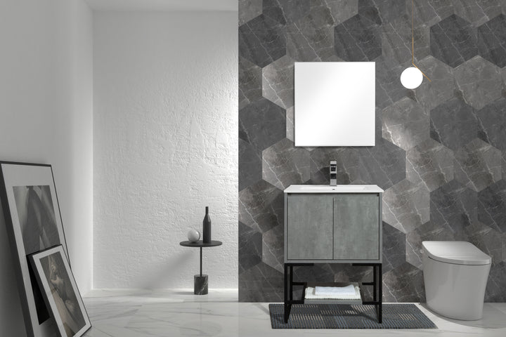 TONA Allen Freestanding Vanity with White/Black Countertop (24"-36")