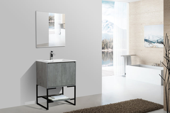 TONA Allen Freestanding Vanity with White/Black Countertop (24"-36")