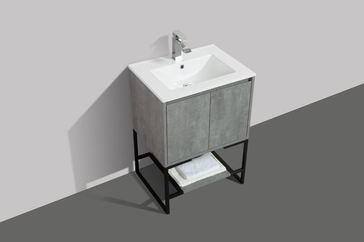 TONA Allen Freestanding Vanity with White/Black Countertop (24"-36")