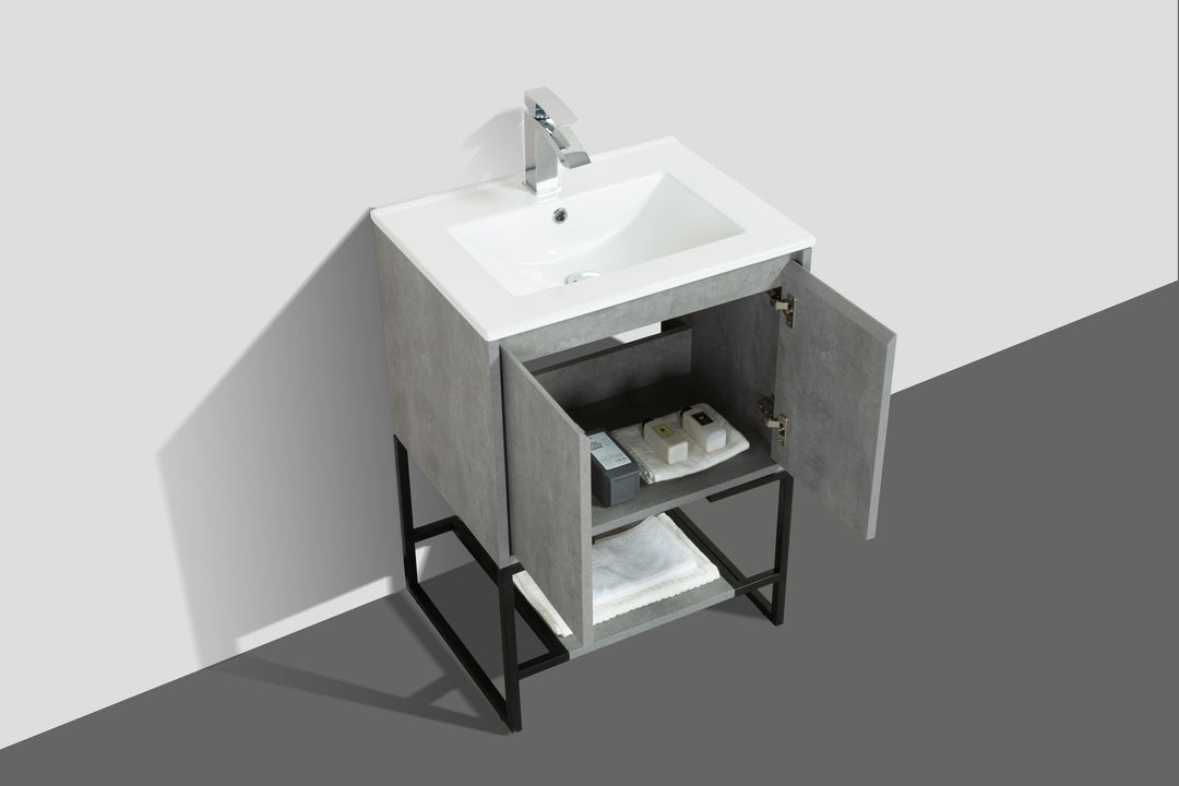 TONA Allen Freestanding Vanity with White/Black Countertop (24"-36")
