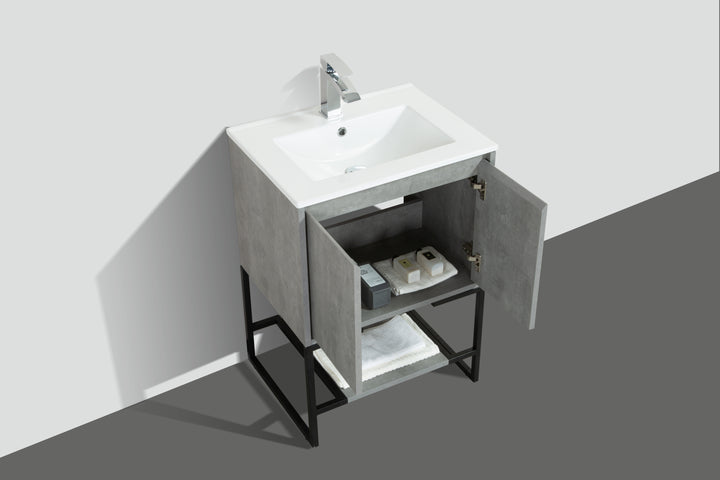 TONA Allen Freestanding Vanity with White/Black Countertop (24"-36")