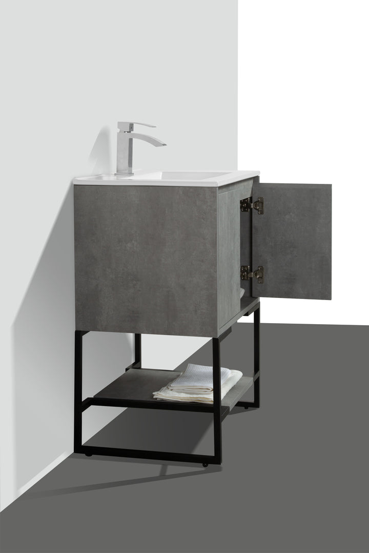 TONA Allen Freestanding Vanity with White/Black Countertop (24"-36")