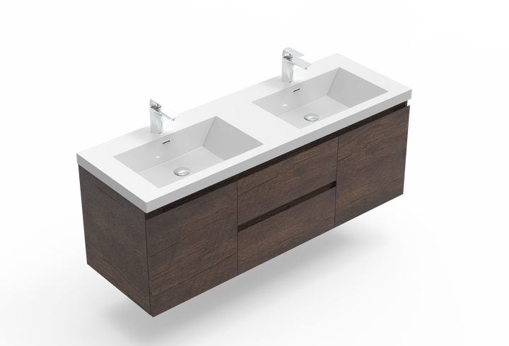 ANGELA-T FREE STANDING VANITY DOUBLE SINK WITH WHITE COUNTERTOP (60"-72")