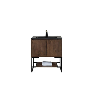 Allen 30'' Freestanding Single Vanity with Solid Surface Basin, Rose Wood TONA Bathroom Furniture