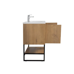 Allen 30'' Freestanding Single Vanity with Solid Surface Basin, T.Oak TONA Bathroom Furniture
