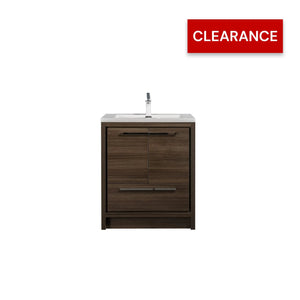 Allier 30'' G.oak Freestanding Vanity with Single White Glossy Sink TONA Bathroom Furniture