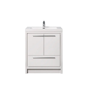 Allier 24'' White Freestanding Vanity with Single White Glossy Sink TONA Bathroom Furniture