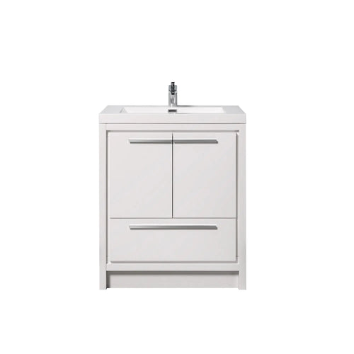 Allier 24'' White Freestanding Vanity with Single White Glossy Sink TONA Bathroom Furniture