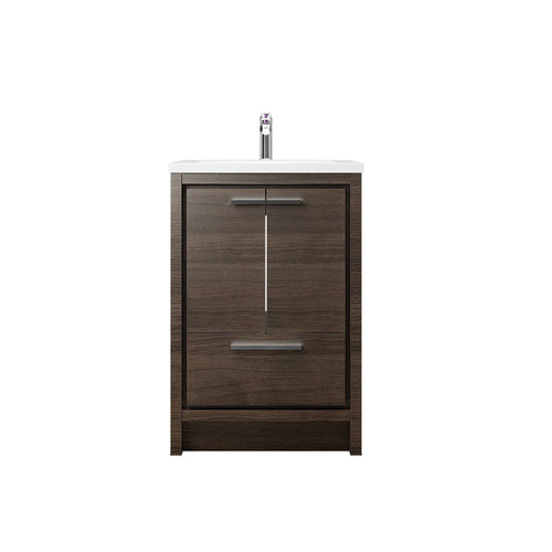 Allier 24'' G.oak Freestanding Vanity with Single White Glossy Sink TONA Bathroom Furniture