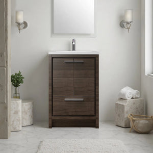 Allier 24'' G.oak Freestanding Vanity with Single White Glossy Sink TONA Bathroom Furniture