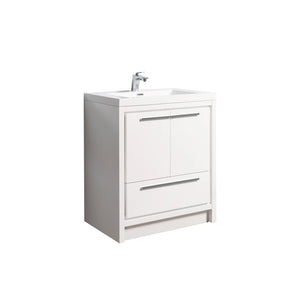 Allier 24'' White Freestanding Vanity with Single White Glossy Sink TONA Bathroom Furniture