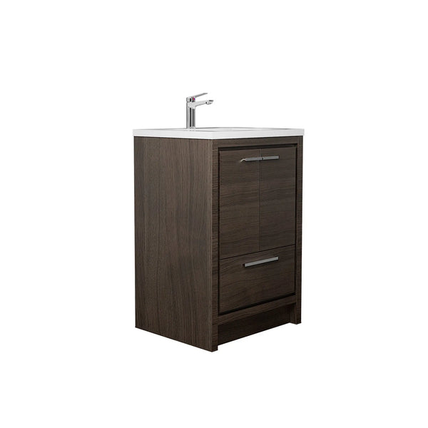 Allier 24'' G.oak Freestanding Vanity with Single White Glossy Sink TONA Bathroom Furniture