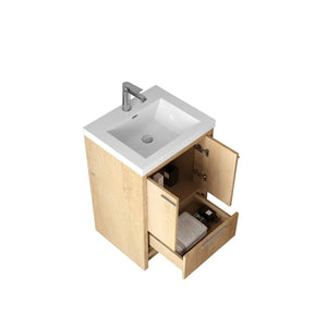 Allier 24'' Nature oak Freestanding Vanity with Gloss White Resin Stone Single Sink TONA Bathroom Furniture