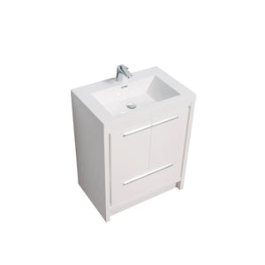 Allier 24'' White Freestanding Vanity with Single White Glossy Sink TONA Bathroom Furniture