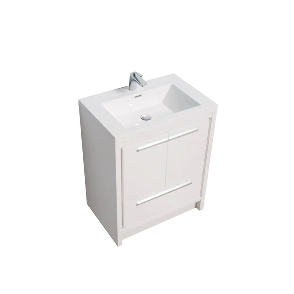 Allier 24'' White Freestanding Vanity with Single White Glossy Sink TONA Bathroom Furniture