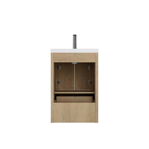 Allier 24'' Nature oak Freestanding Vanity with Gloss White Resin Stone Single Sink TONA Bathroom Furniture